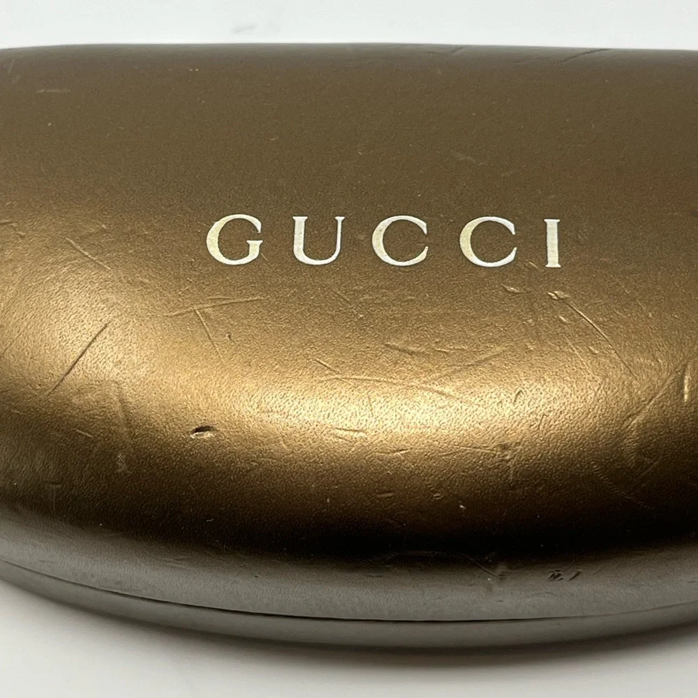 Gucci Guccissimo Clamshell Eyeglass/Sunglass Case in Metallic Gold